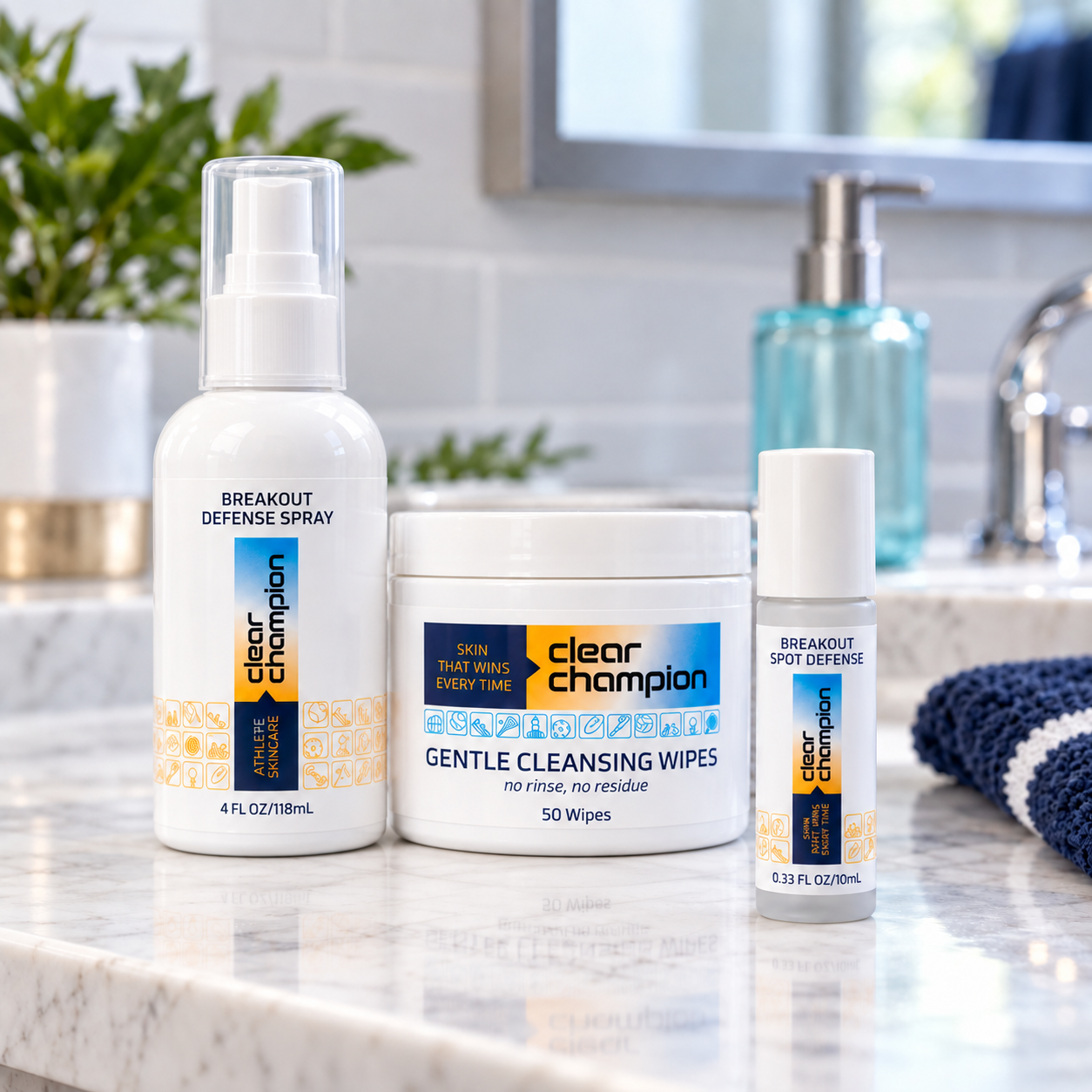 Starter Routine: Gentle Cleansing Wipes, 4 oz Breakout Defense Spray and Spot Defense Roller